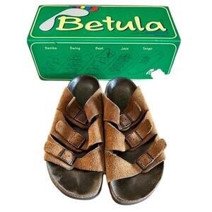 Betula by Birkenstock Swing Suede 3-Strap Sandals EU 39 (US W 8–8.5) Mink Brown